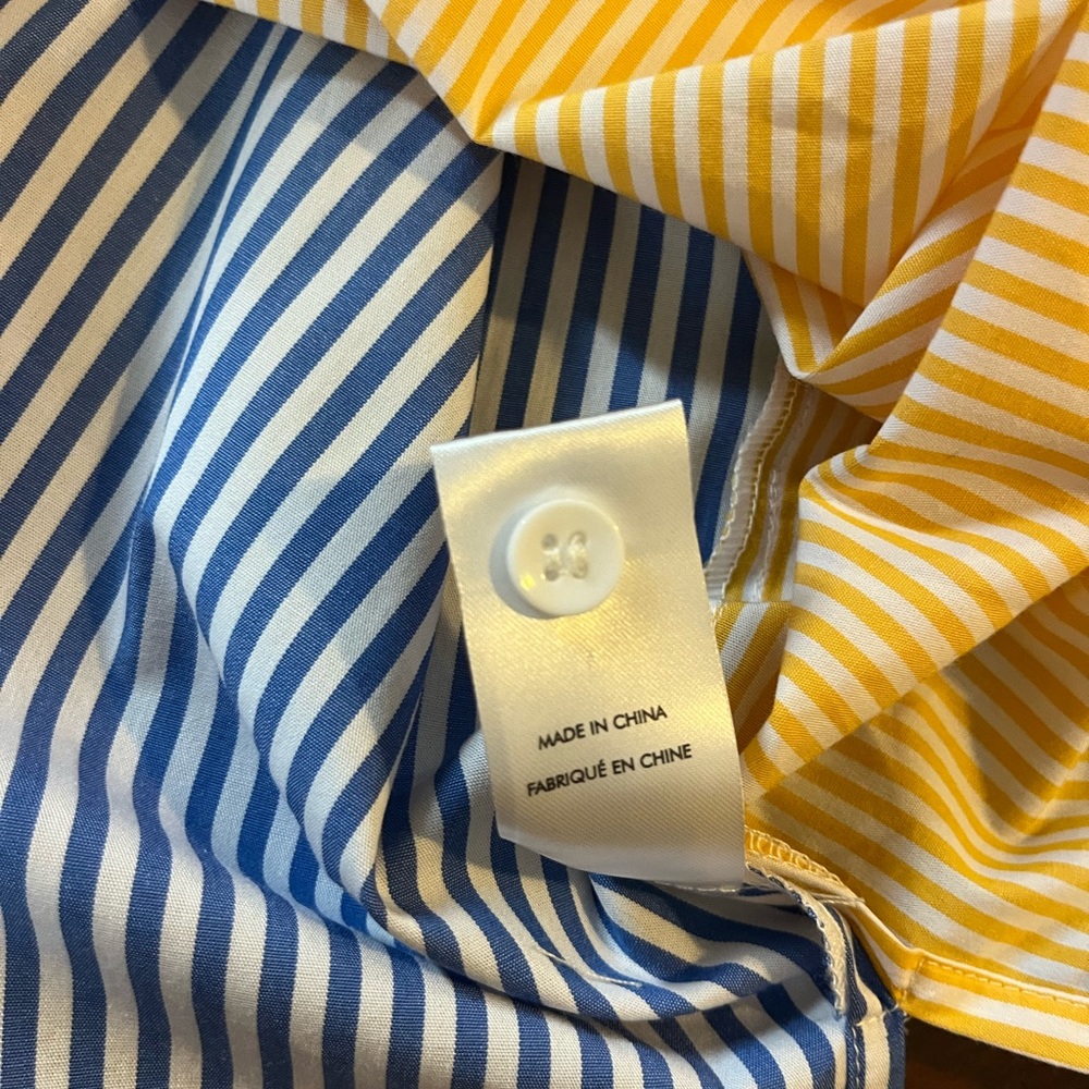 SOLID & STRIPED NWT Cabana Mini Shirt Dress Medium Blue Orange Yellow Stripe - Picture 8 of 10